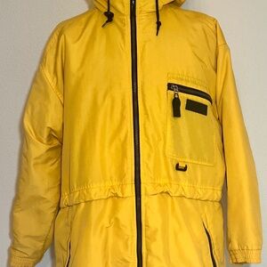 EDDIE BAUER Ebtek Jacket | Vintage Yellow Full Zip Waist Cinch | Womens Large